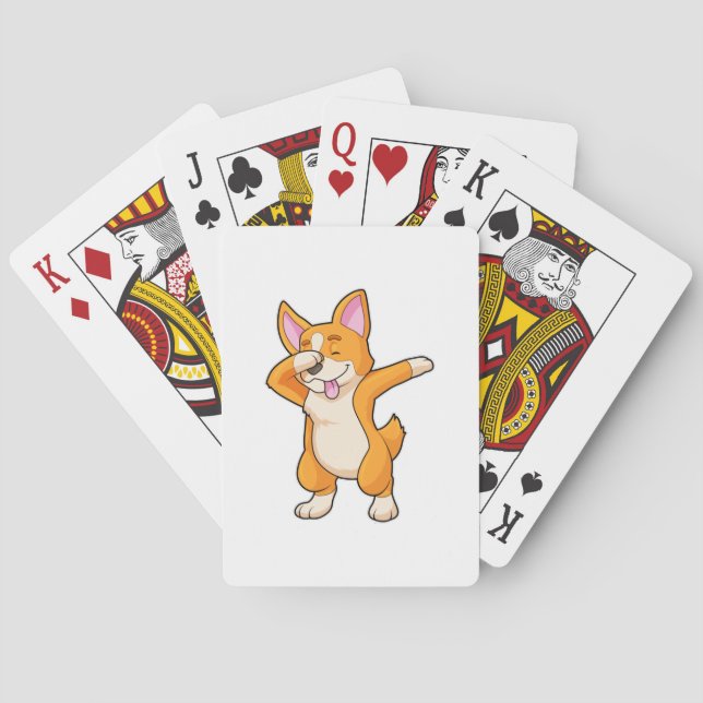 Welsh Corgi at Hip Hop Dance Dab Playing Cards (Back)