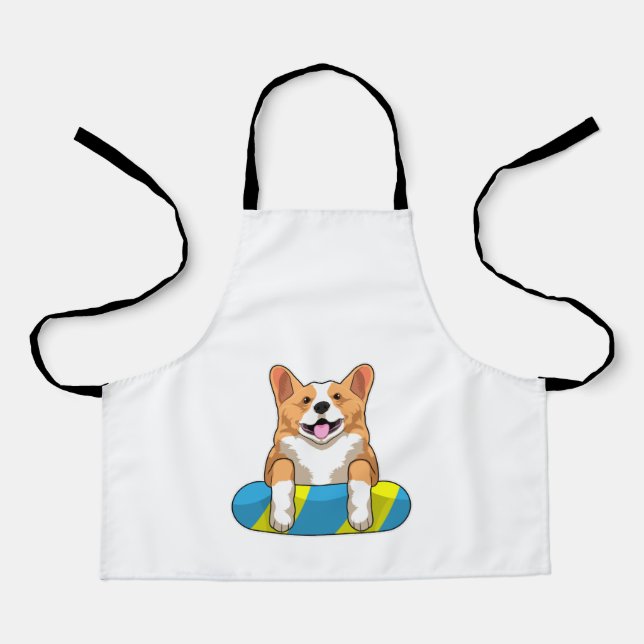 Welsh Corgi at Swimming with Swimming board Apron (Front)