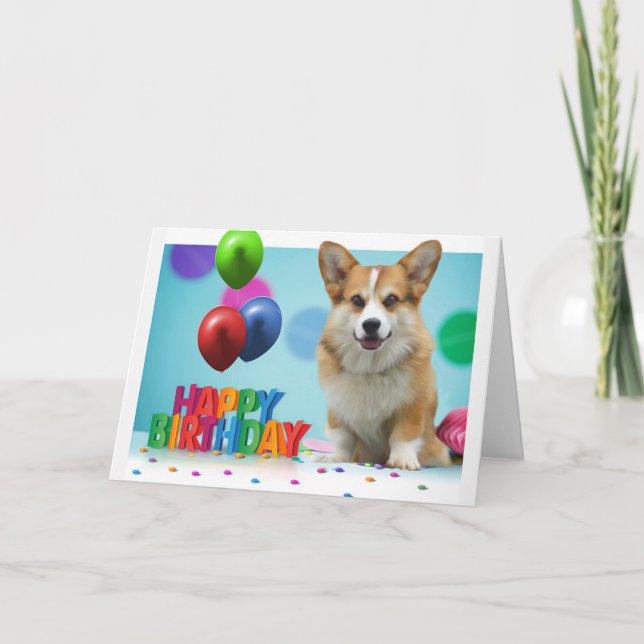 Welsh Corgi Birthday Card (Front)