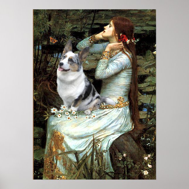Welsh Corgi (blue merle) - Ophelia Seated Poster (Front)