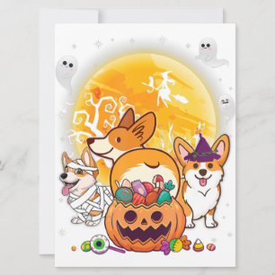 Welsh Corgi Cardigan Dog Mummy Witch Moon Ghosts