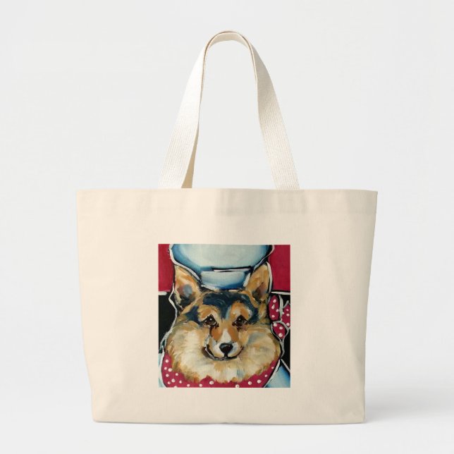 Welsh Corgi Cardigan Large Tote Bag (Front)
