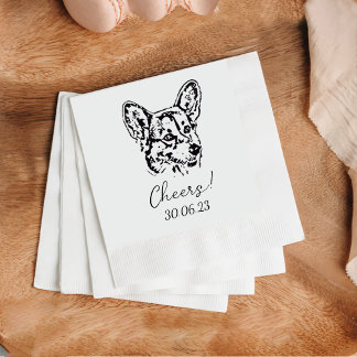 Welsh Corgi Cheers Dog Custom Cocktail Napkin