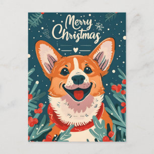 Welsh Corgi Christmas Holiday Postcard