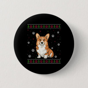 Welsh Corgi Christmas Sweater Xmas Pet Animal Dog  2 Inch Round Button