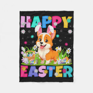 Welsh Corgi Dog Happy Easter Egg Hunt Bunny Ear Ea Fleece Blanket