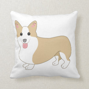 Welsh Corgi Dog Illustration Throw Pillow