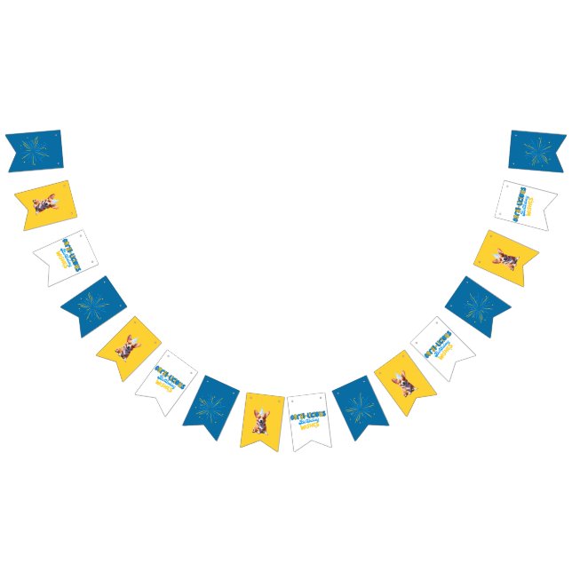 Welsh Corgi Dog In A Birthday Party Hat Bunting Flags (All)