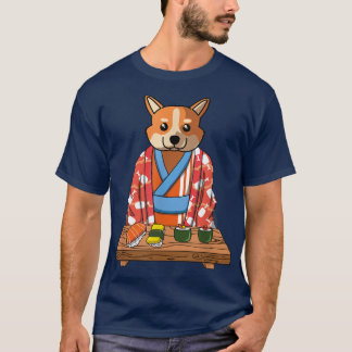 Welsh Corgi Dog Kimono Japanese Foodie Sushi 1150 T-Shirt