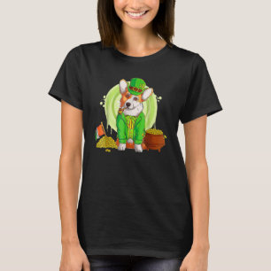 Welsh Corgi Dog Leprechaun Hat Irish Flag St Patri T-Shirt
