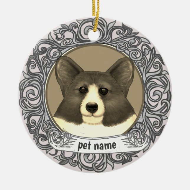 Welsh Corgi Dog Loving Memory ornament (Front)