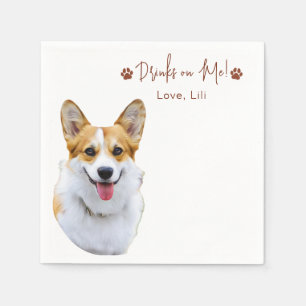 Welsh Corgi Dog Personalized Drinks On Me Napkin