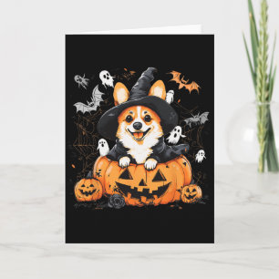 Welsh Corgi Dog Pumpkin Halloween Thanksgiving Card