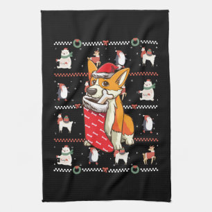 Welsh Corgi Dog Ugly Christmas Kitchen Towel