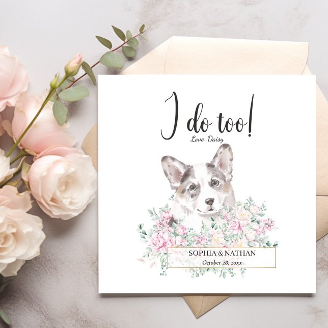 Welsh Corgi Dog Wedding Cocktail Napkins (Creator Uploaded)