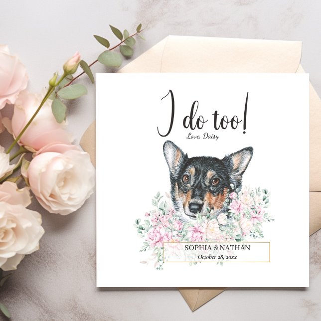 Welsh Corgi Dog Wedding Cocktail Napkins (Creator Uploaded)