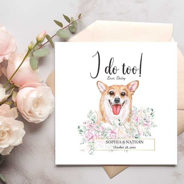 Welsh Corgi Dog Wedding Cocktail Napkins (Creator Uploaded)
