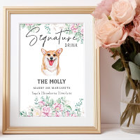 Welsh Corgi Dog Wedding Signature Drink Sign