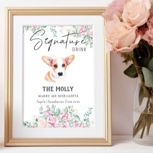 Welsh Corgi Dog Wedding Signature Drink Sign