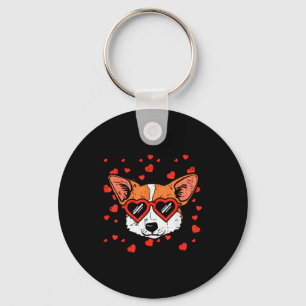 Welsh Corgi Face Heart Gles Cute Valentines Day Do Keychain