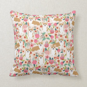 Welsh Corgi floral spring dog person gift love Throw Pillow