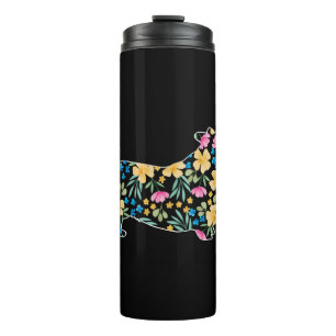 Welsh Corgi Flower Thermal Tumbler