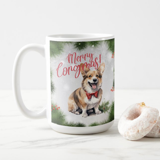 Welsh Corgi Funny Christmas Dog Coffee Mug (With Donut)