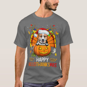 Welsh Corgi Happy Hallothanksmas Halloween Thanksg T-Shirt