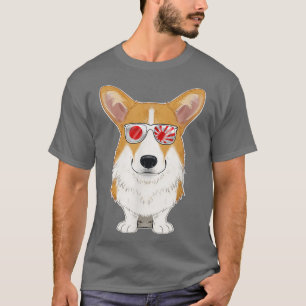 Welsh Corgi Japan Sunglasses I Japanese Flag T-Shirt