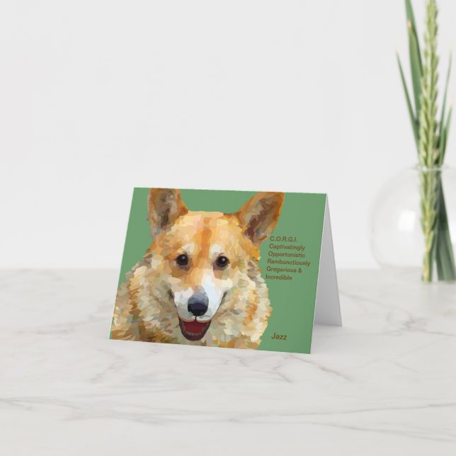 Welsh Corgi "Jazz" Fences For Fido Thank You Card (Front)