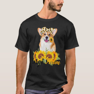 Welsh Corgi Mom Sunflower Summer Dog Mom Mama Wome T-Shirt