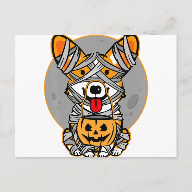 Welsh Corgi Mummy Cute Halloween Costume Dog Lover Postcard (Front)