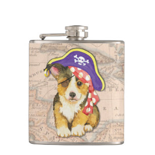 Welsh Corgi Pirate Hip Flask