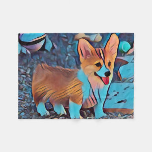 Welsh Corgi Puppy Fleece Blanket