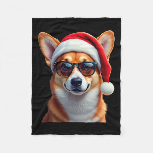 Welsh Corgi Santa Christmas Sweater Xmas Funny Cor Fleece Blanket