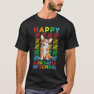 Welsh Corgi Teacher Student Happy 100 Days of Sch T-Shirt