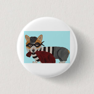  Welsh Corgi Treat Thief Burglar 1 Inch Round Button