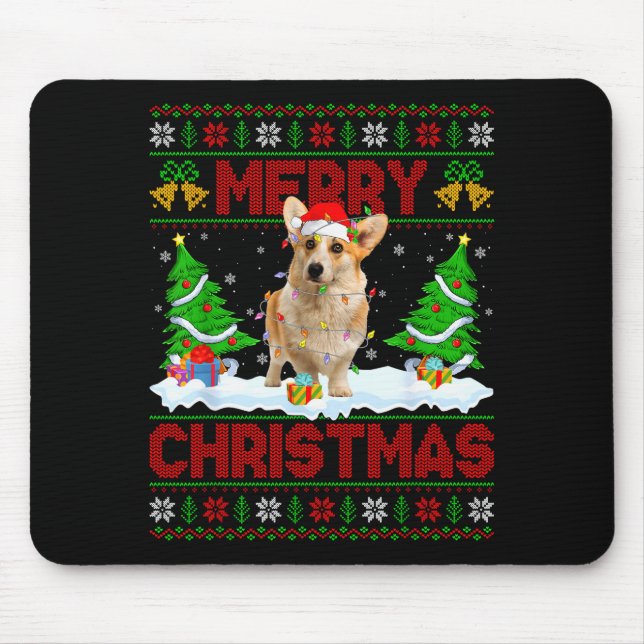 Welsh Corgi Ugly Xmas Sweater Funny Pet Dog Lover  Mouse Pad (Front)