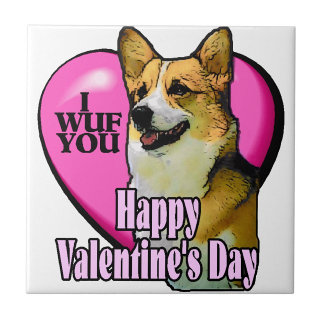 Welsh Corgi Valentine's Day Tile (Front)