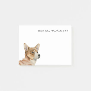Welsh Corgi Watercolor Painting   Add Your Name Post-it Notes