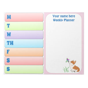 Welsh Corgi Weekly Planner Notepad