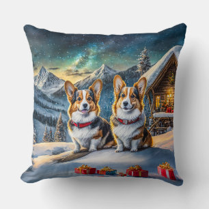 Welsh Corgis Holiday Design By Rich AMeN Gill Throw Pillow