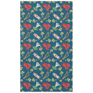 Welsh Costume and Emblems, Blue Cotton Tablecloth