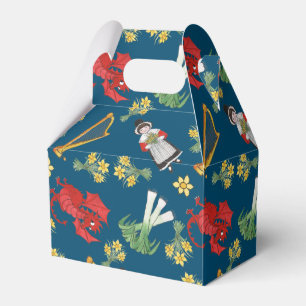 Welsh Costume and Emblems on Blue Gable Favour Box