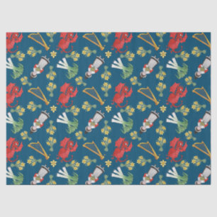 Welsh Costume and Emblems on Blue Tissue Paper