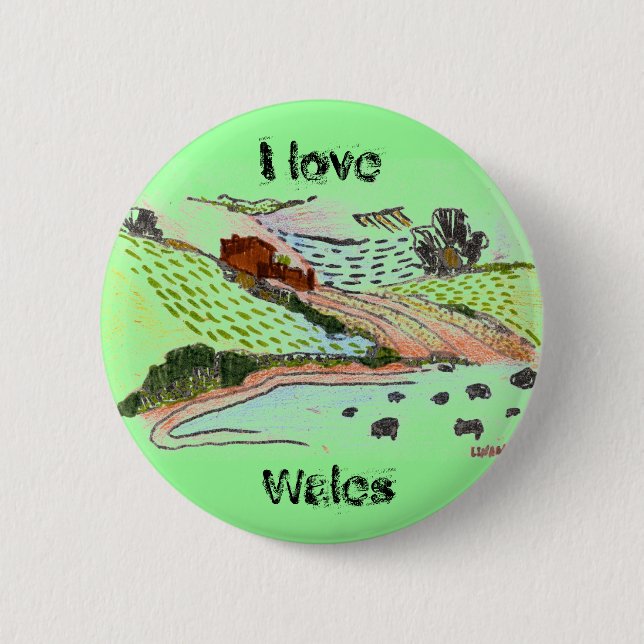 Welsh Countryside 2 Inch Round Button (Front)
