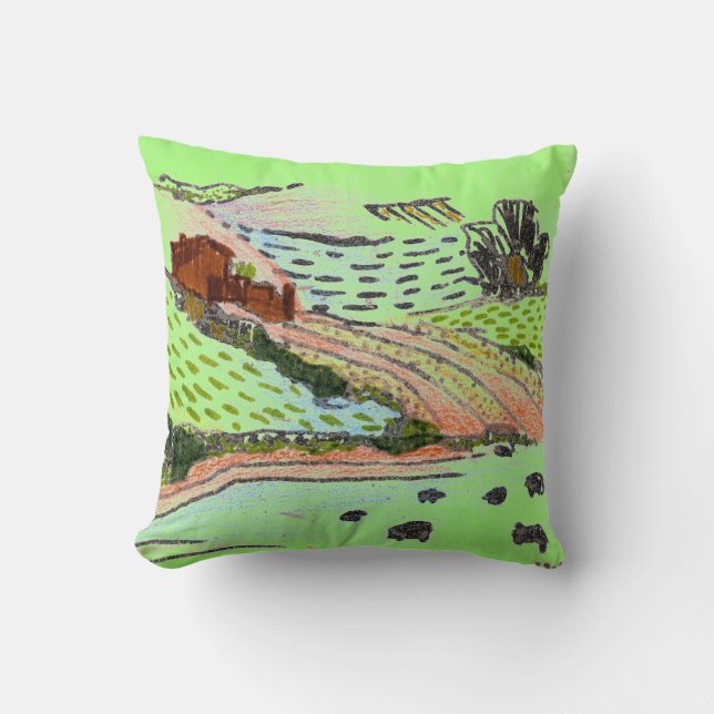 Welsh Countryside by Alexandra Cook Throw Pillow (Front)