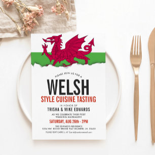 Welsh Cuisine   Party Flag White Invite