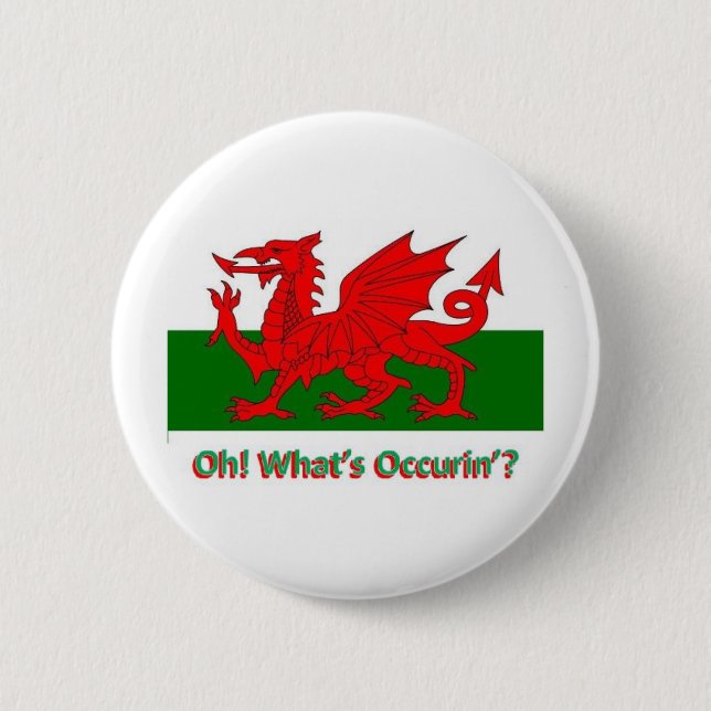 welsh dragon 2 inch round button (Front)