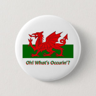 welsh dragon 2 inch round button